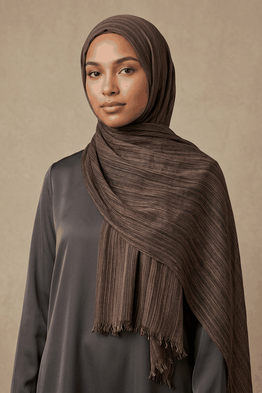 Espresso Grain Textured Lines Edition Thai Modal hijab by Al Emira