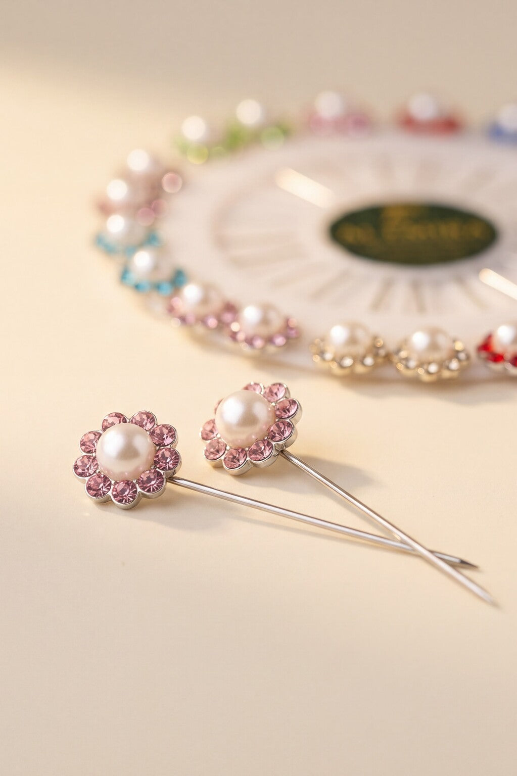 Al Emira pearl and crystal floral hijab pins, set of 20