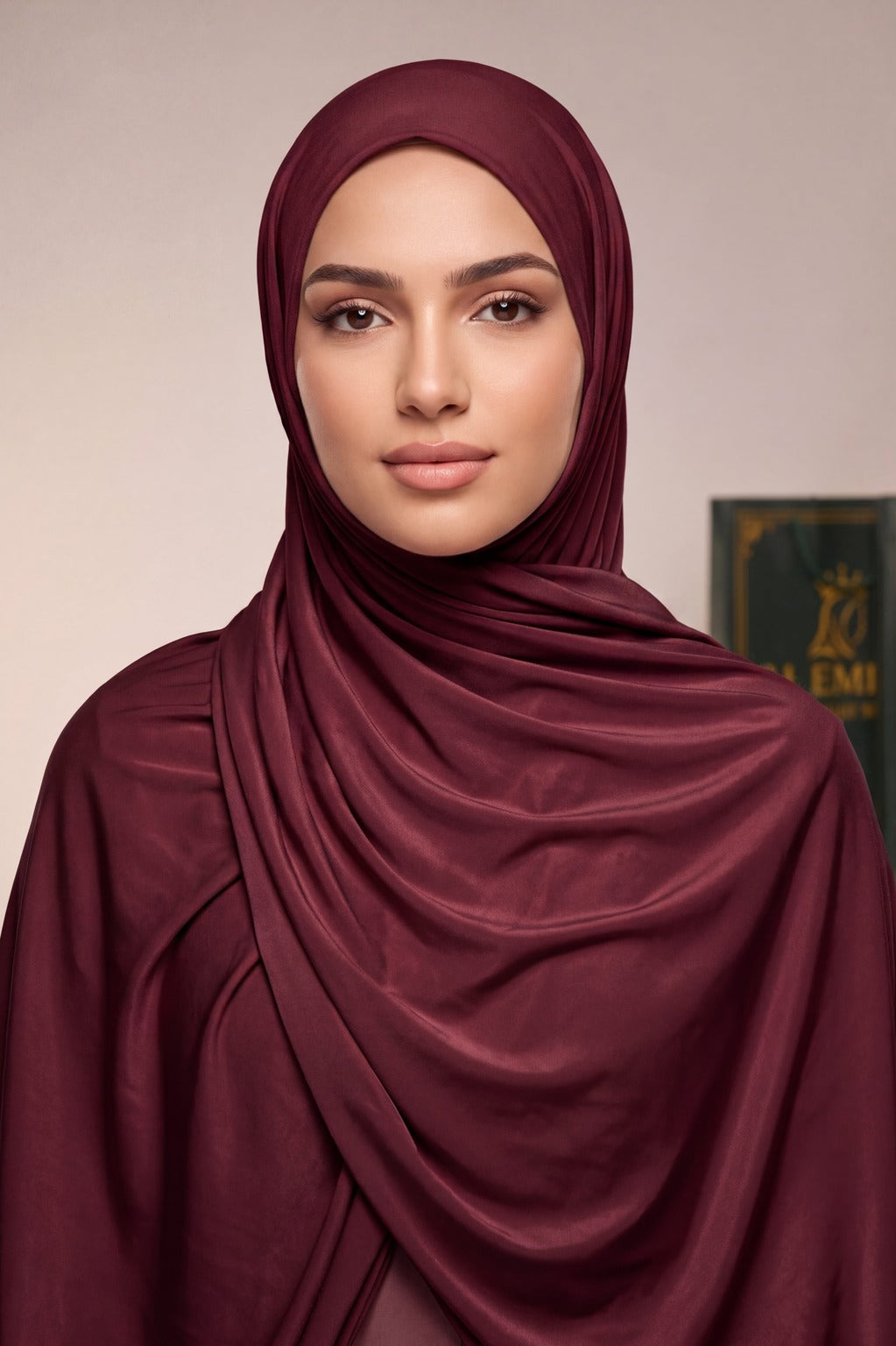 Oxblood plain liquid jersey hijab by Al Emira