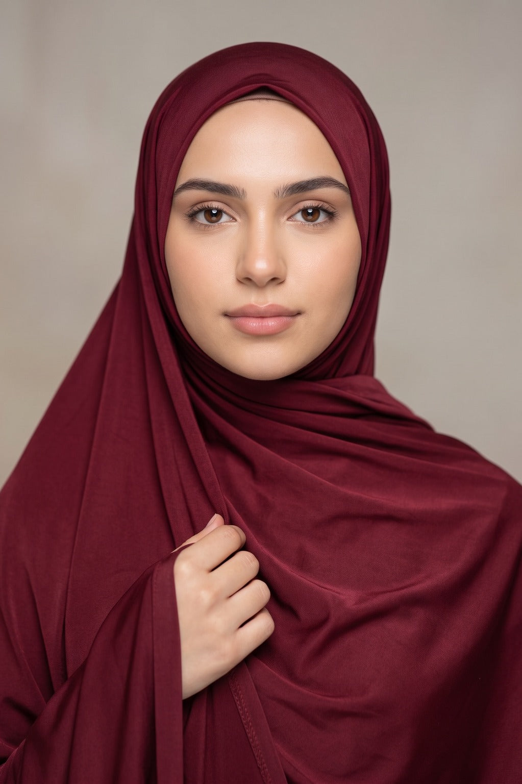 Burgundy plain jersey hijab from the Al Emira Plain Edition range