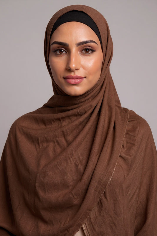 Chocolate Brown Single Stitch Thai Modal hijab by Al Emira