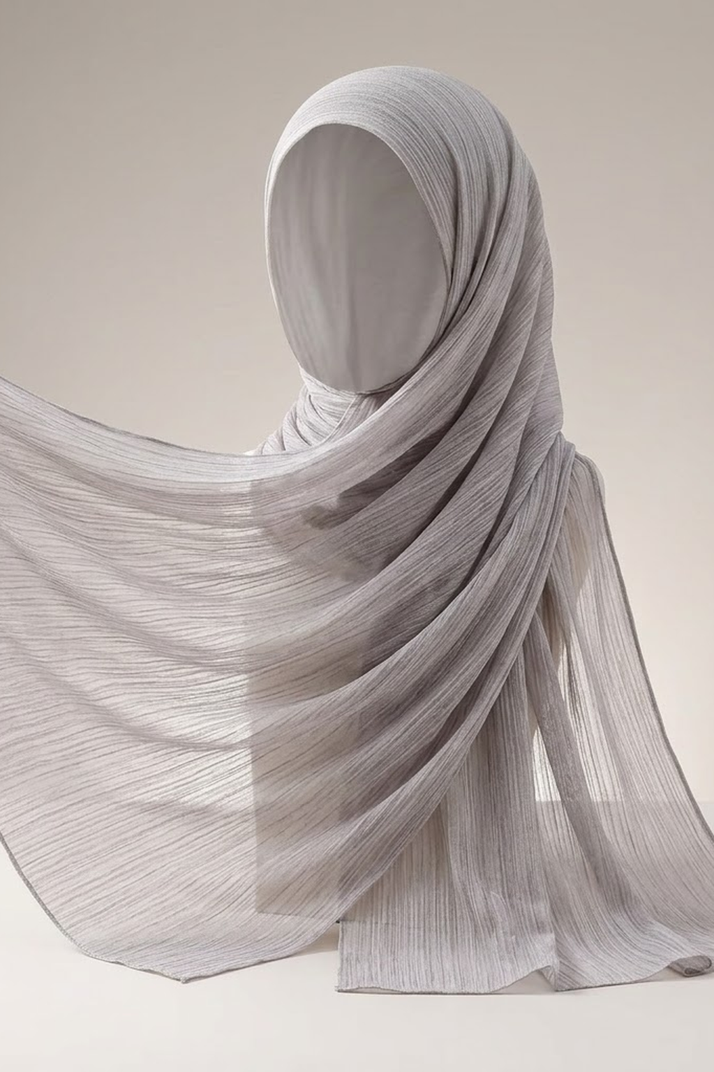 Silver Grey Crinkle Edition hijab, alternate view