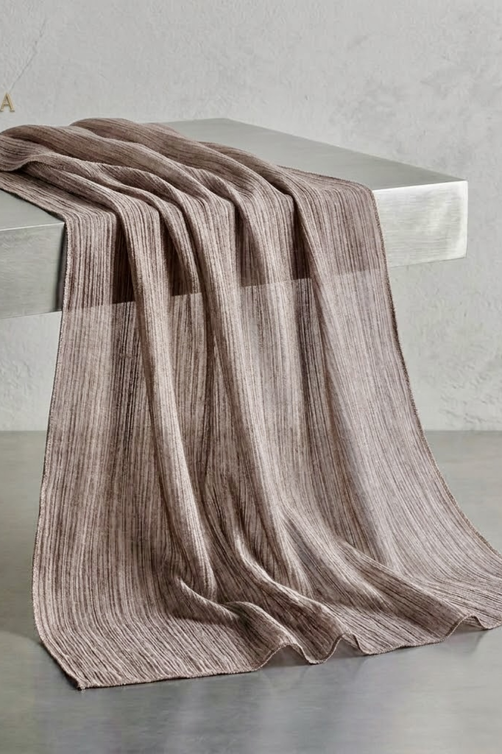 Another view of the Taupe Mauve Crinkle Edition hijab