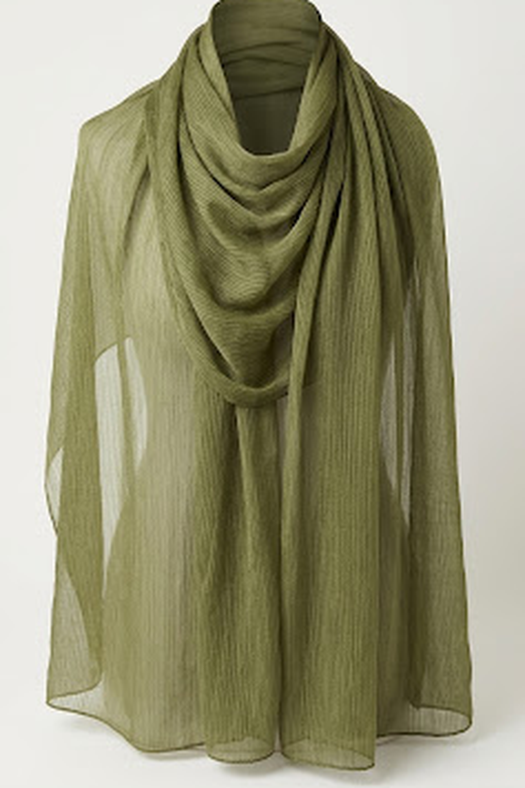 Another view of the Olive Green Crinkle Edition hijab