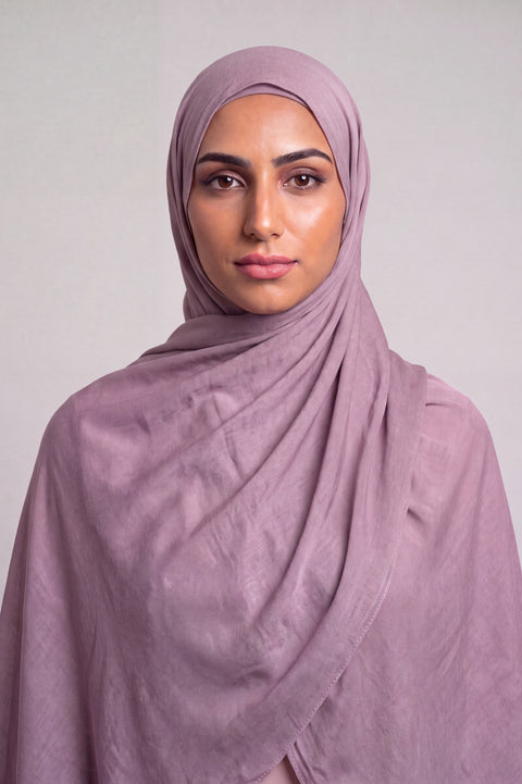 Mauve Single Stitch Thai Modal hijab by Al Emira