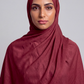 Oxblood Single Stitch Thai Modal hijab by Al Emira