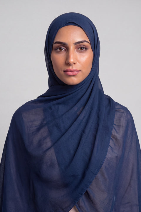 Admiral Blue Single Stitch Thai Modal hijab by Al Emira