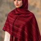 Burgundy chiffon hijab with tone-on-tone stripes by Al Emira