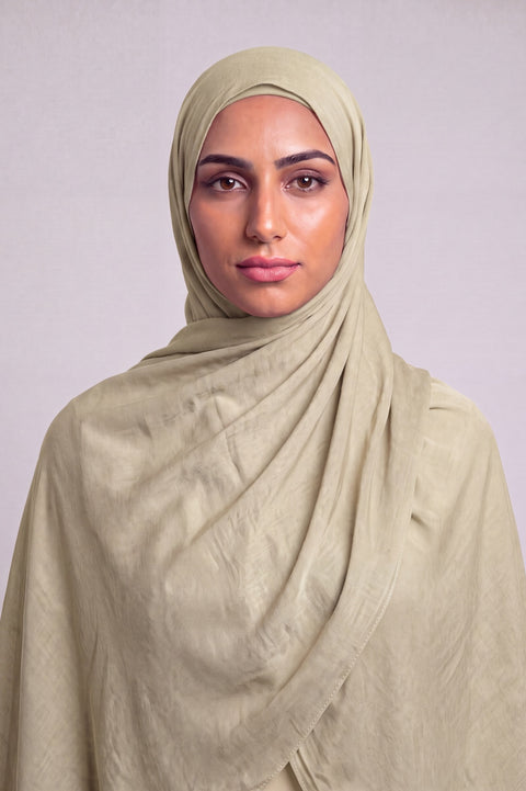 Beige Single Stitch Thai Modal hijab by Al Emira