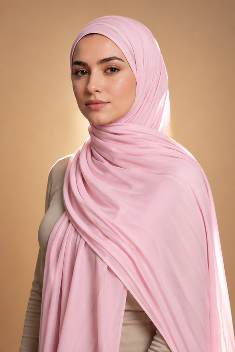 Pink soft stretch jersey hijab by Al Emira