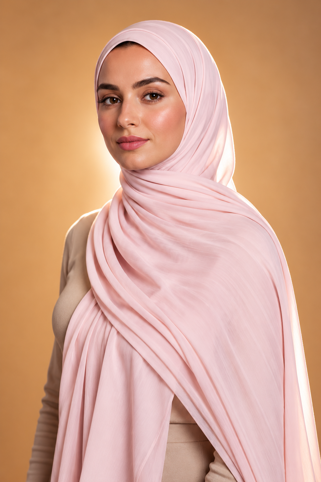 Baby pink soft stretch jersey hijab by Al Emira