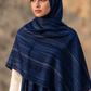 Navy chiffon hijab with tone-on-tone stripes by Al Emira