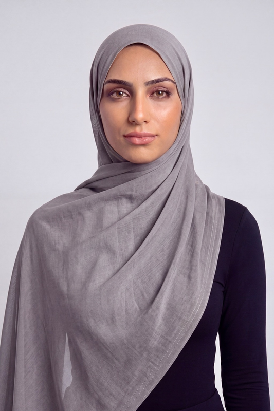 Dove Grey Double Stitch Thai Modal hijab by Al Emira