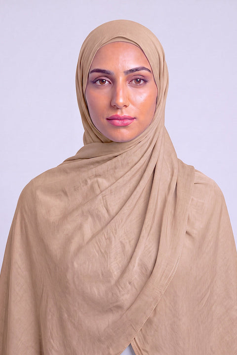 Dusty Taupe Single Stitch Thai Modal hijab by Al Emira
