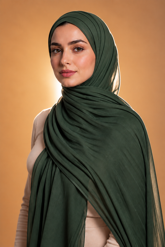 Dark green soft stretch jersey hijab by Al Emira
