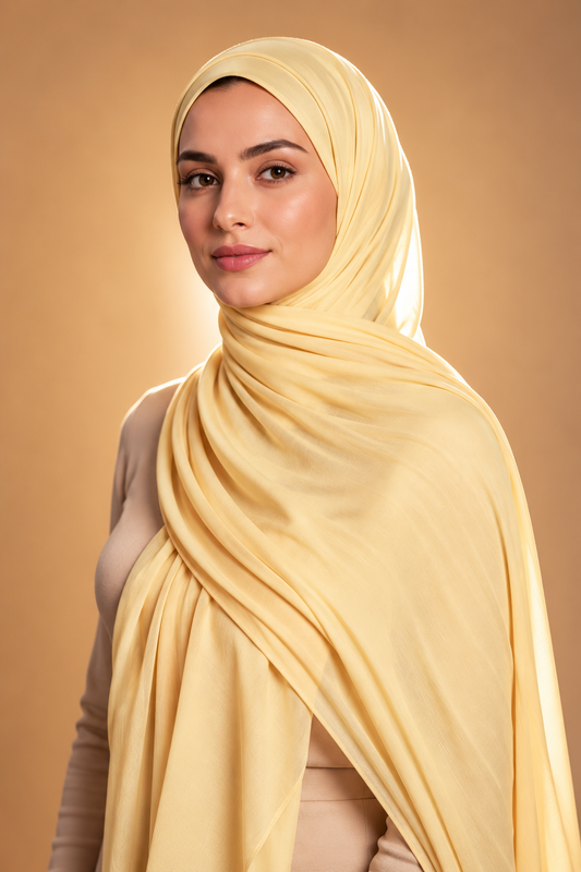 Peach soft stretch jersey hijab by Al Emira