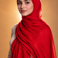 Red soft stretch jersey hijab by Al Emira