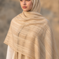 Cream chiffon hijab with tone-on-tone stripes by Al Emira