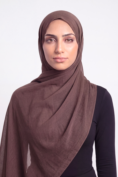 Espresso Double Stitch Thai Modal hijab by Al Emira