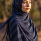 Navy blue chiffon hijab with diamanté stones by Al Emira