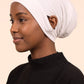 White ear free tube hijab under cap