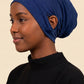Navy ear free tube hijab under cap