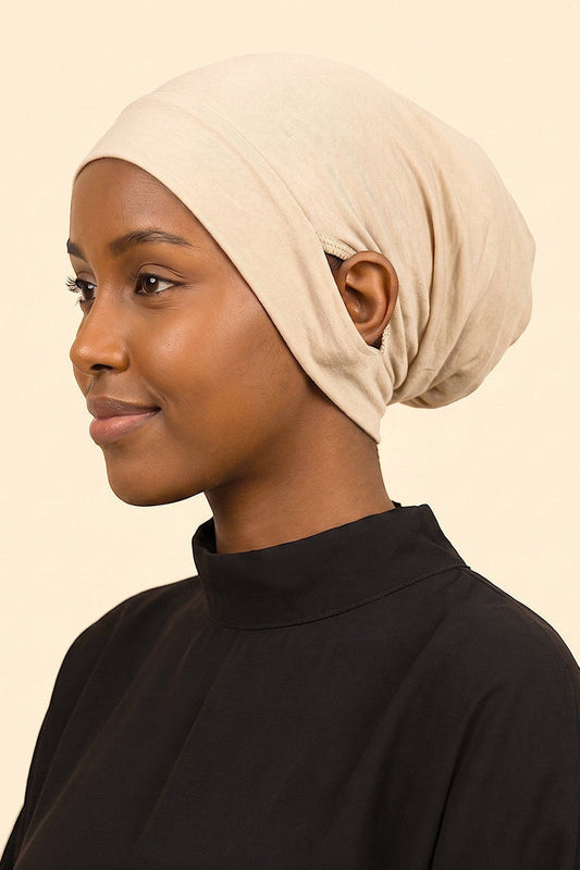 Sand ear free tube hijab under cap