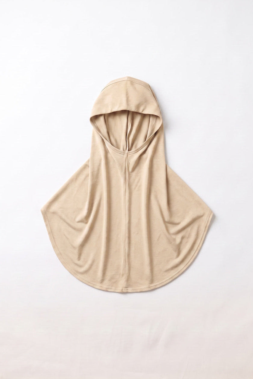 Sand adult full coverage hijab under cap, second view