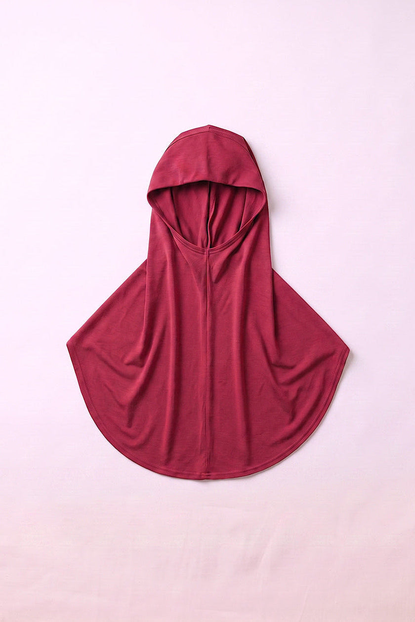Mulberry adult full coverage hijab under cap, second view