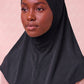 Black adult full coverage hijab under cap