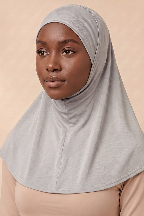 Cloud grey adult full coverage hijab under cap