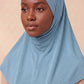 Sky blue adult full coverage hijab under cap