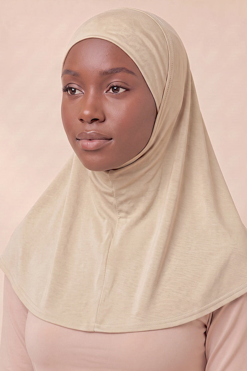 Cream adult full coverage hijab under cap