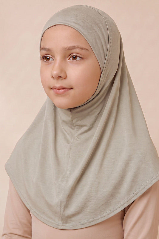 Stone children's full coverage hijab under cap
