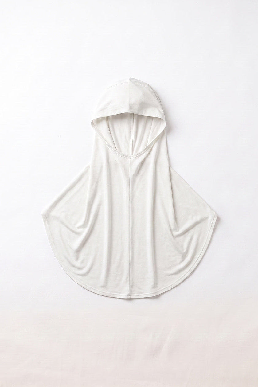 White children's full coverage hijab under cap, second view