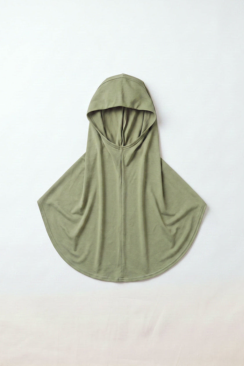 Desert sage children's full coverage hijab under cap, second view