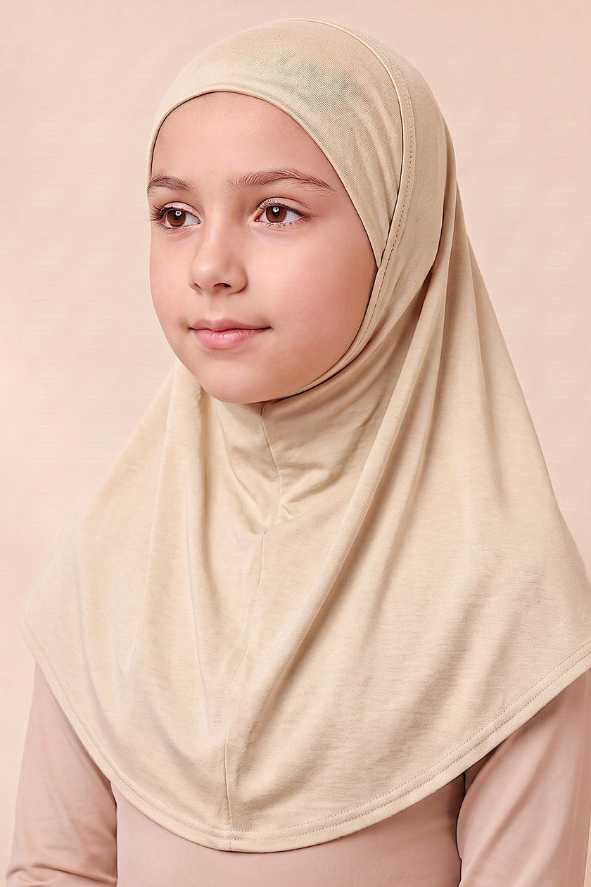 Sand children's full coverage hijab under cap