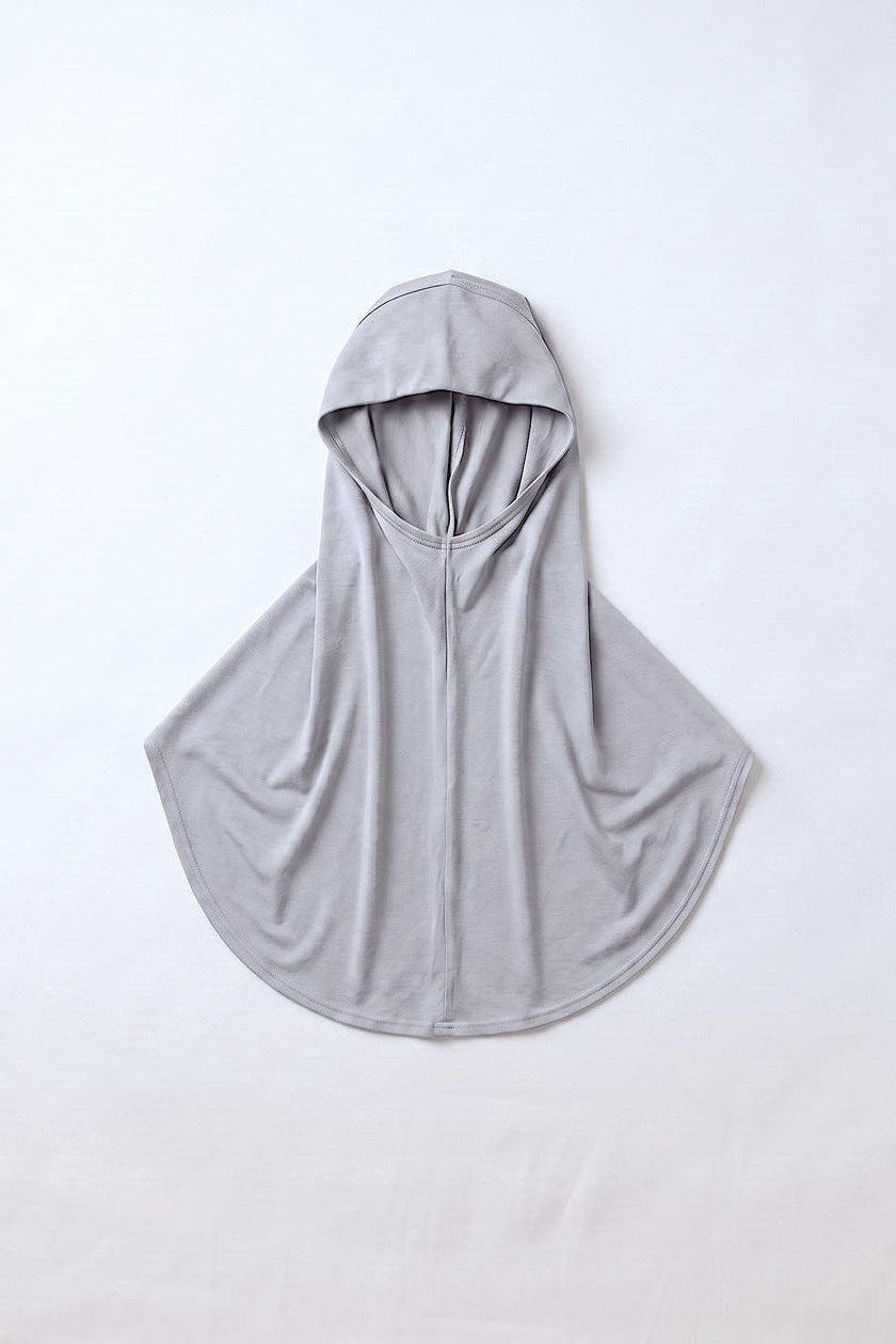 Cloud grey children's full coverage hijab under cap, second view
