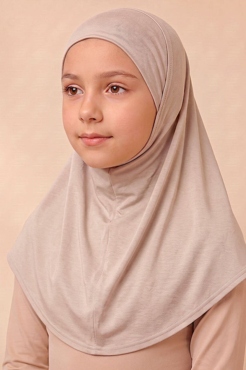 Blush children's full coverage hijab under cap