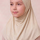 Cream children's full coverage hijab under cap
