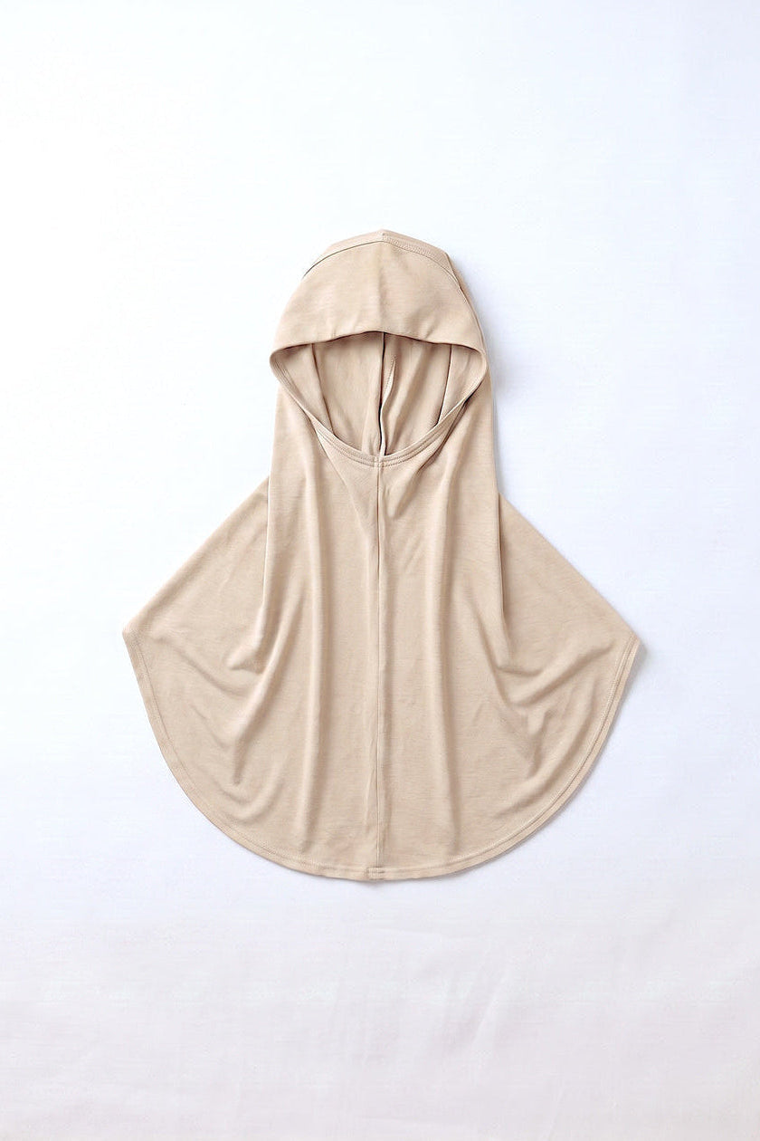Cream children's full coverage hijab under cap, second view