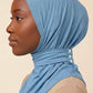 Sky blue adult snap hijab under cap