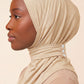 Cream adult snap hijab under cap
