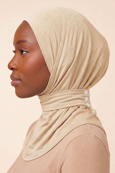 Cream adult snap hijab under cap