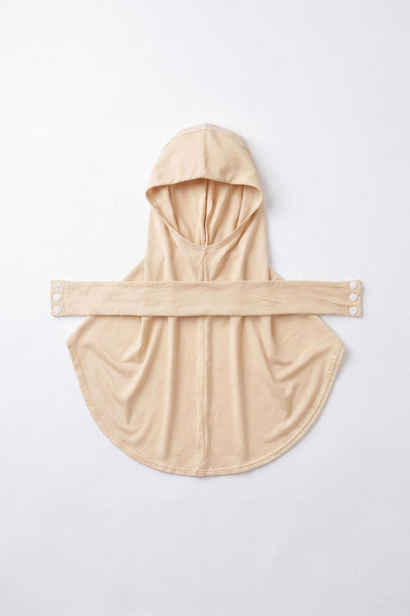 Cream adult snap hijab under cap, second view
