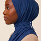 Navy adult snap hijab under cap