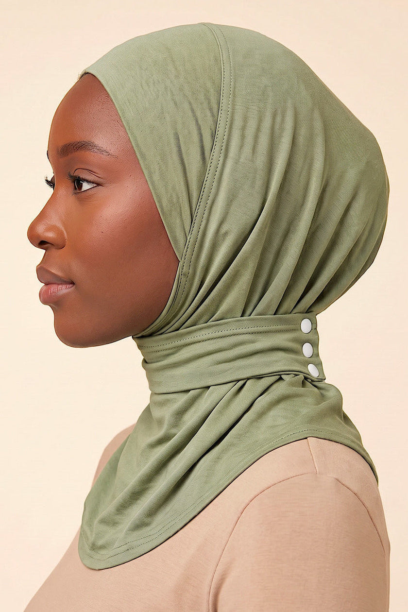 Desert sage adult snap hijab under cap