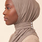 Mocha adult snap hijab under cap