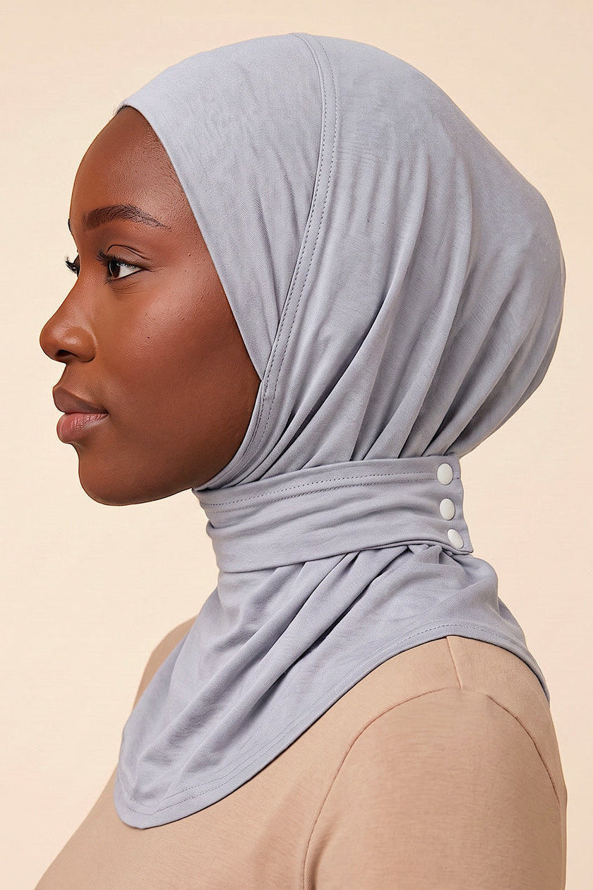 Cloud grey adult snap hijab under cap