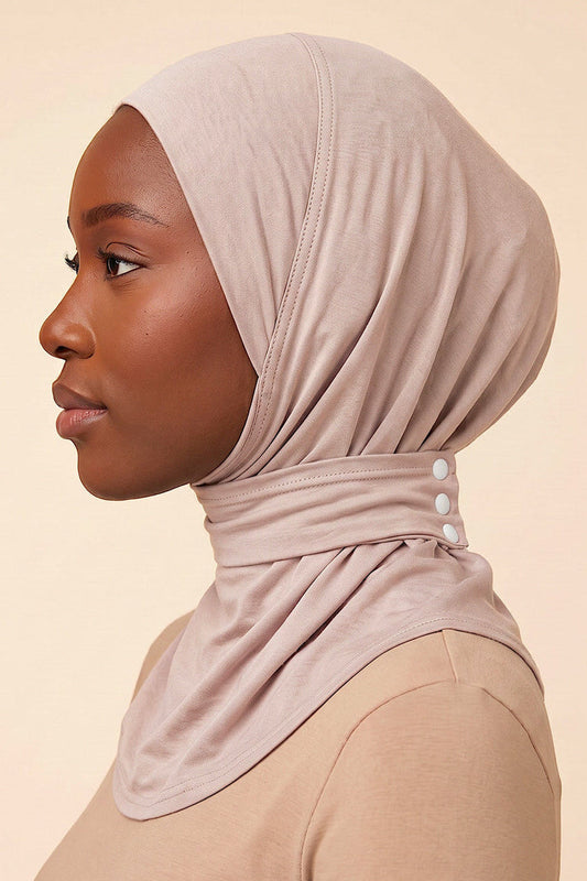 Blush adult snap hijab under cap